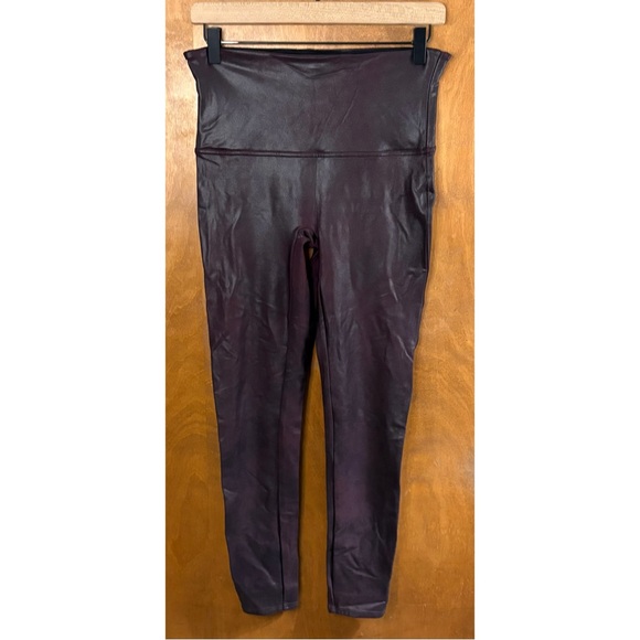 Spanx Faux Leather Leggings Wine Burgundy High Rise XL Sleek Boho Minimalist Mod - Picture 2 of 12